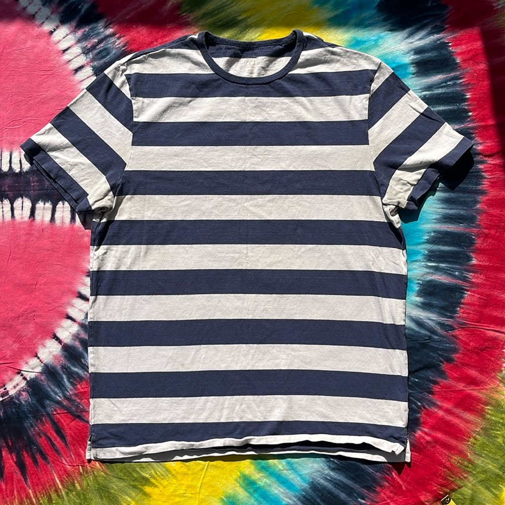 Men’s J Crew Navy & White Striped Knit T-Shirt